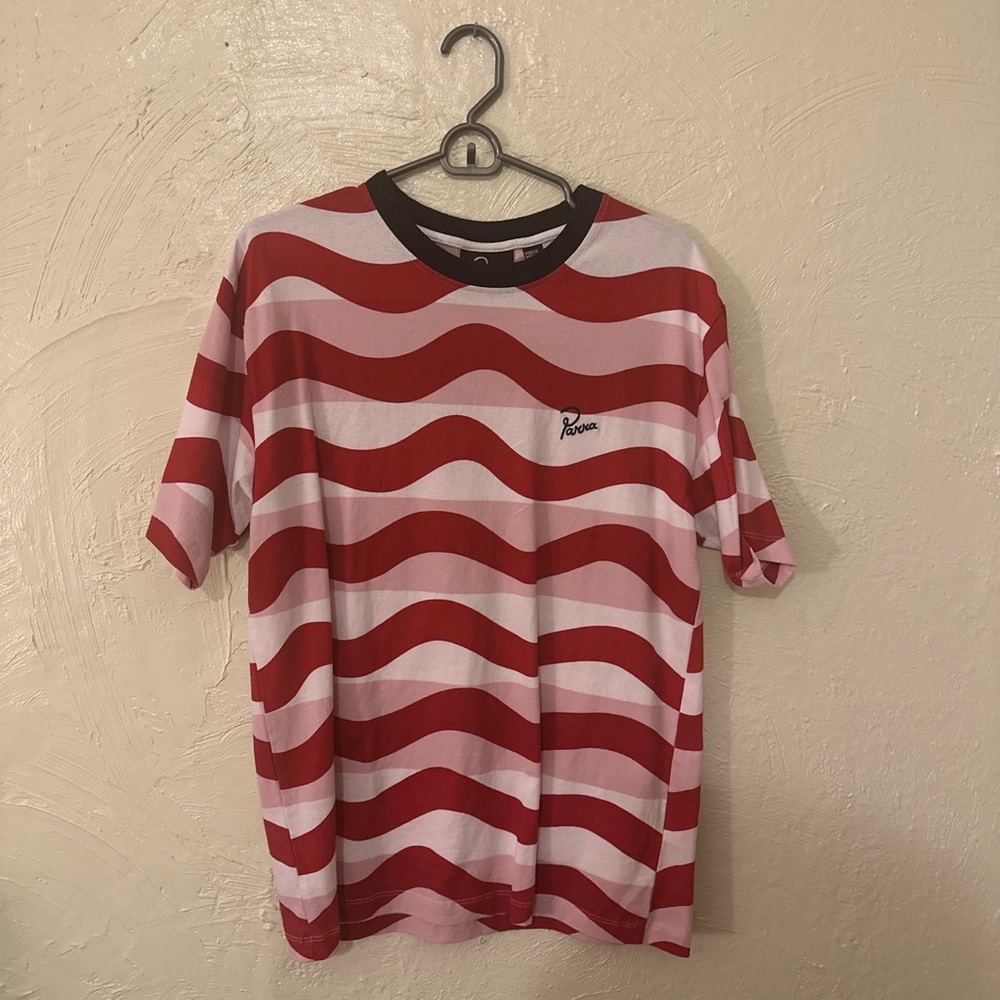 red and white striped Parra tee